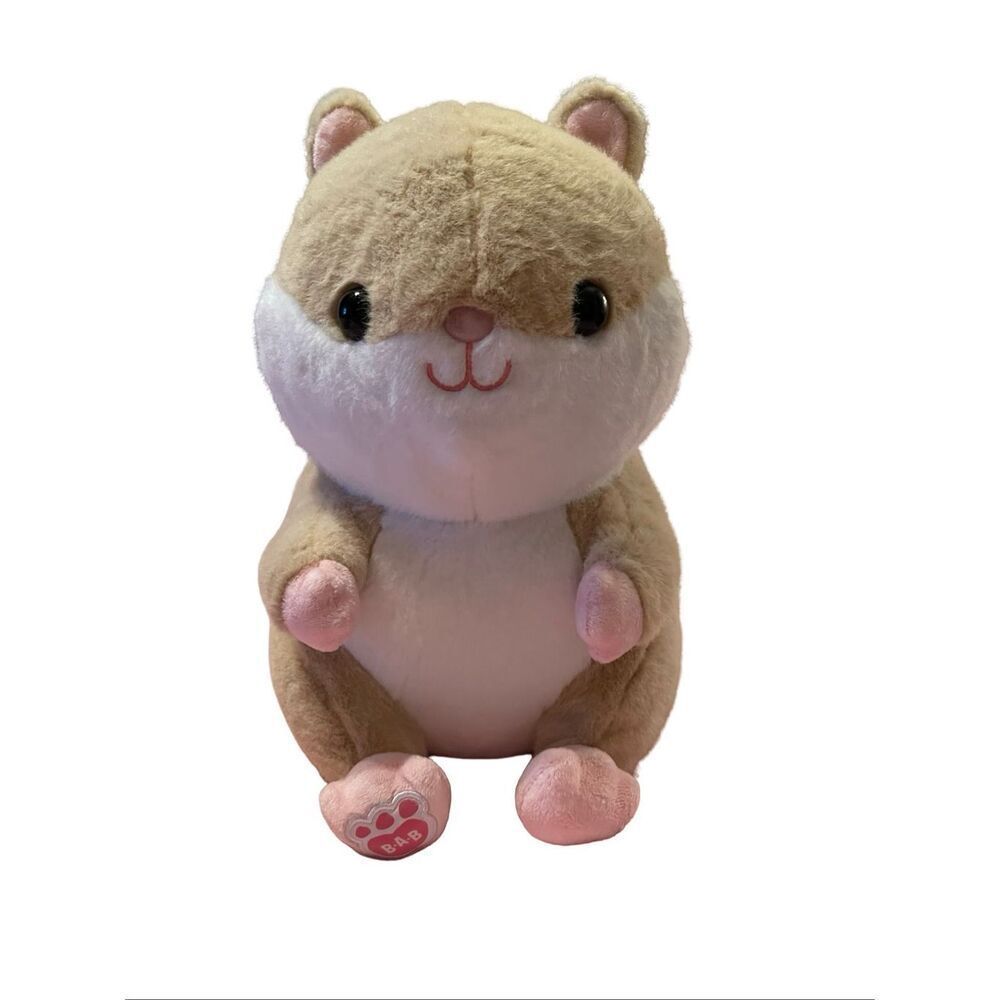 Build-A-Bear Workshop Tan White Pink Hamster Plush Stuffed Animal Toy 11"